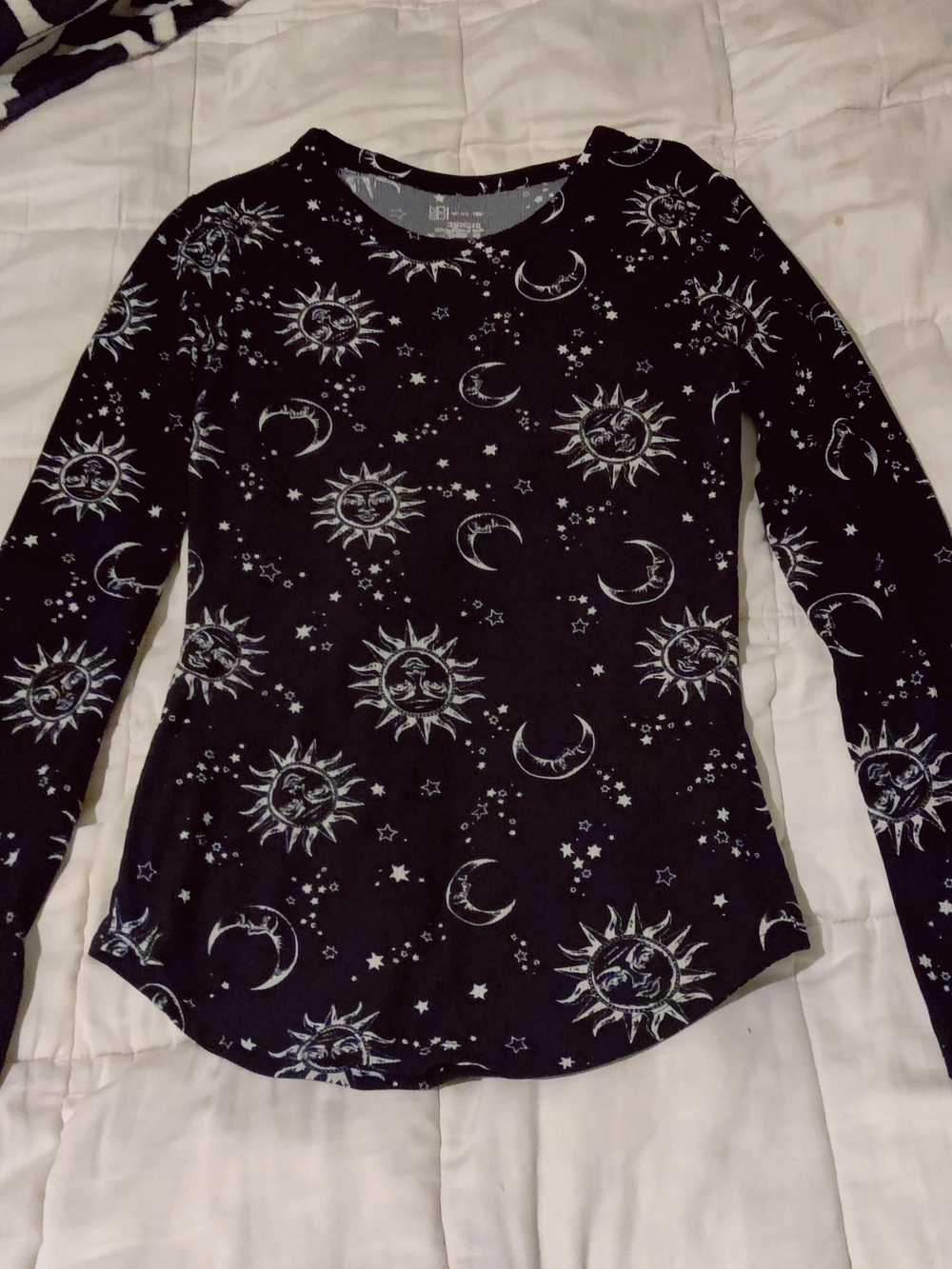 No Boundaries Black Long Sleeve Sun & Moon Graphic Tee